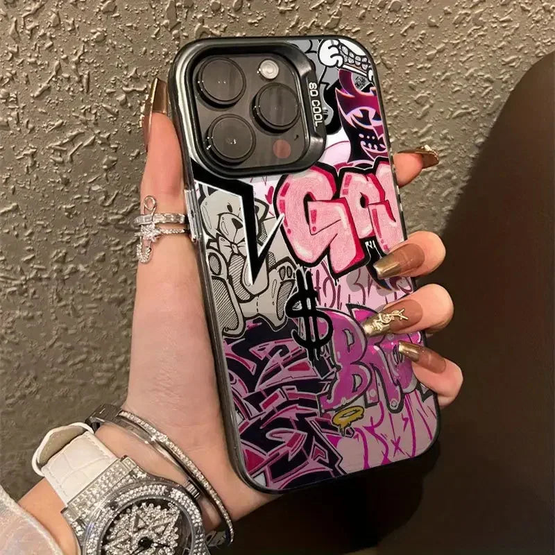 Trendy Graffiti Cool Art Phone Case for 16 Cases 16E 17 15 14 13 12 11 Pro X XR 7 8 Plus Anti Fall Matte Cover