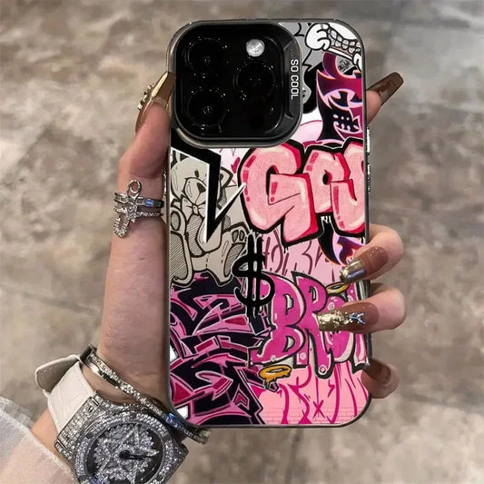 Trendy Graffiti Cool Art Phone Case for 16 Cases 16E 17 15 14 13 12 11 Pro X XR 7 8 Plus Anti Fall Matte Cover