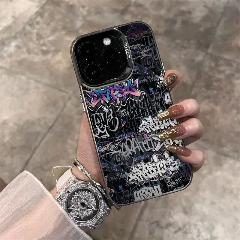 Trendy Graffiti Cool Art Phone Case for 16 Cases 16E 17 15 14 13 12 11 Pro X XR 7 8 Plus Anti Fall Matte Cover