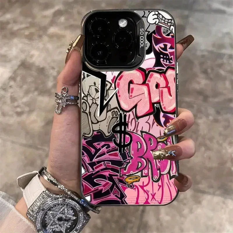 Trendy Graffiti Cool Art Phone Case for 16 Cases 16E 17 15 14 13 12 11 Pro X XR 7 8 Plus Anti Fall Matte Cover