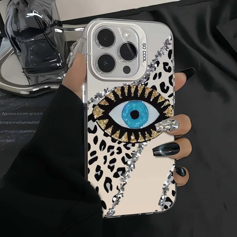 Trendy Blue Eye Leopard Print Phone case for Iphones 15 Pro Max Phone Accessories for IPhone17  16 Pro Max 15 14 13 12  Max/Plus