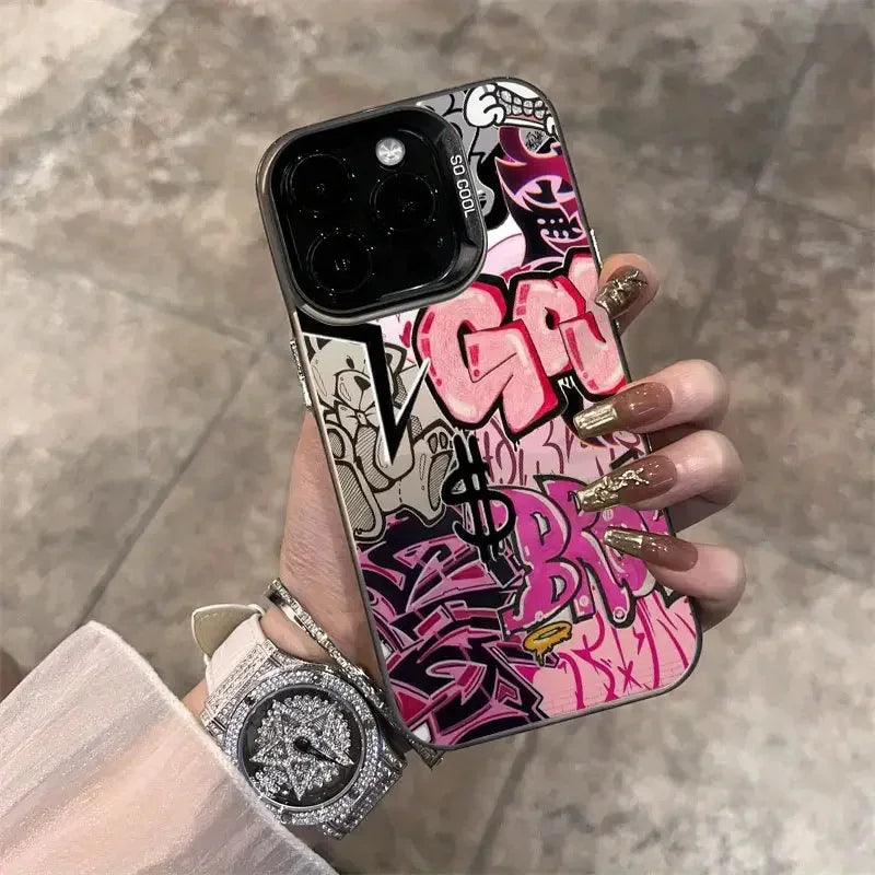 Trendy Graffiti Cool Art Phone Case for 16 Cases 16E 17 15 14 13 12 11 Pro X XR 7 8 Plus Anti Fall Matte Cover